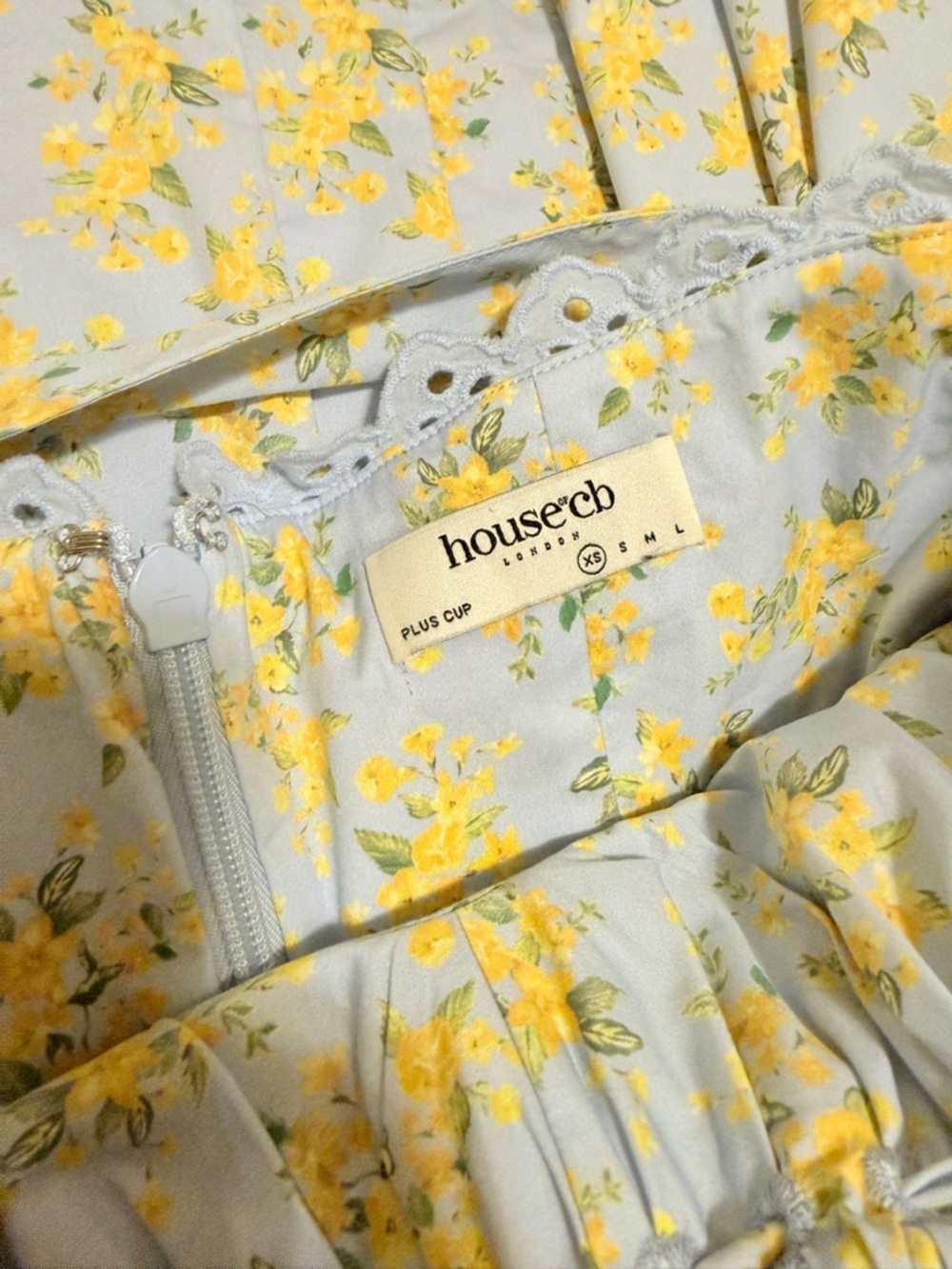 House of cb ADABELLA Blue Floral Print Cotton Halter Sundress XS bigger cup - Picture 4 of 6